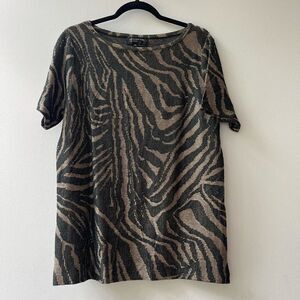 Vintage Jones New York Tiger Striped Boat Neck Knit Tunic - XL